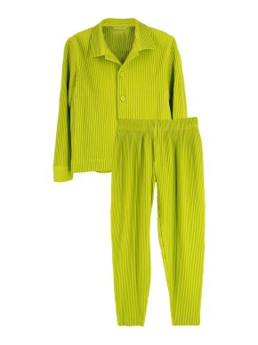 Issey Miyake Homme Plisse Neon Technical Pleated Shirt and Trousers Set