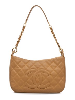 Chanel Beige Caviar  Leather Timeless Shoulder Bag