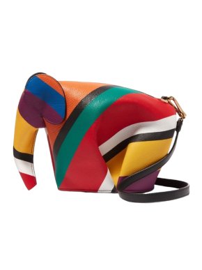Loewe Striped Calfskin Mini Elephant Crossbody Bag