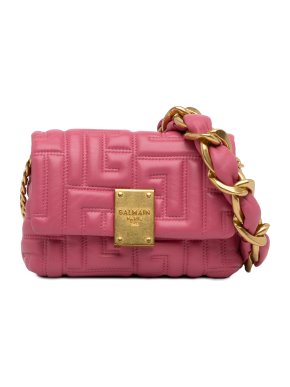 Balmain Pink 1945 Quilted Leather Crossbody Bag