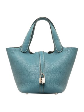 Hermes Blue Leather Clemence Picotin Lock 18
