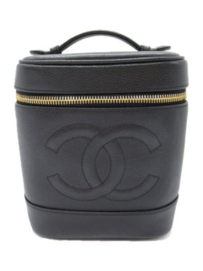 Chanel Black Caviar Leather CC Vanity Bag