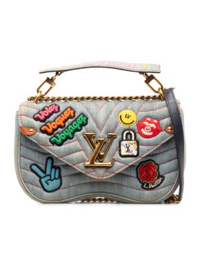 Louis Vuitton Limited Edition Denim Patches New Wave Chain MM Bag