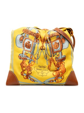 Hermes Printed Yellow Silk and Leather Brides de Gala Silky City