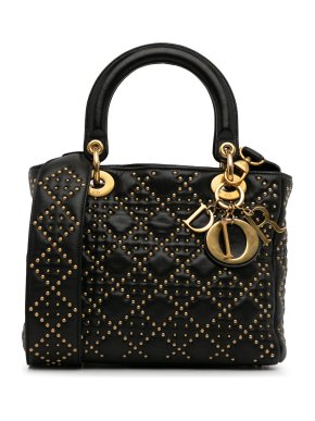 Medium Lambskin Studded Lady Dior Bag