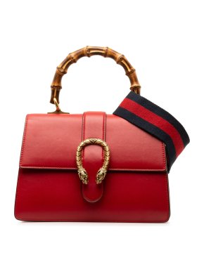 Gucci Red Medium Bamboo Dionysus Web Bag