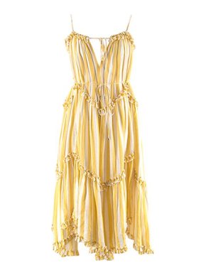 Zimmermann Zimmerman Lumino Floating Yellow & White Stripe Linen Dress