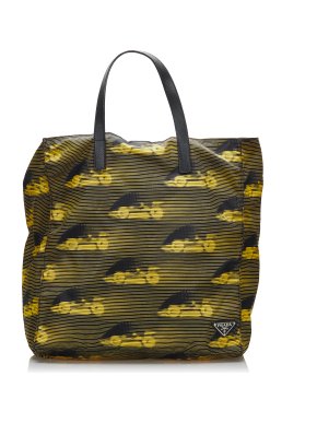 Prada Yellow Tessuto Stampato Tote Bag