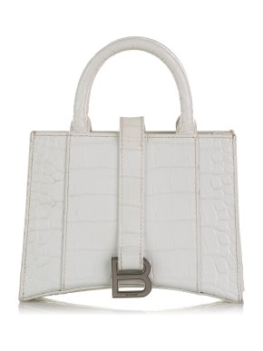 Balenciaga White Embossed Hourglass XXS East West