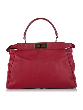Fendi Red Medium Peekaboo Leather Bag