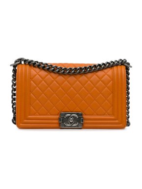 Chanel Orange Medium Lambskin Boy Bag