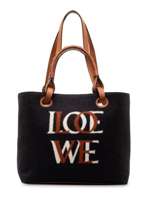 Loewe Navy Small Love Anagram Wool Tote Bag