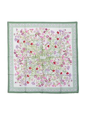 Hermes 'Œillets Sauvages et Autres Caryophyllées' Silk Scarf 90x90