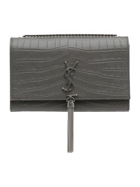 Saint Laurent Medium Croc Embossed Kate Tassel Bag