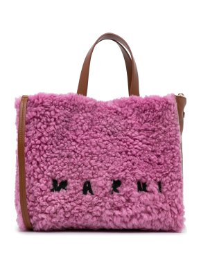 Marni Pink Shearling Museo Tote Bag