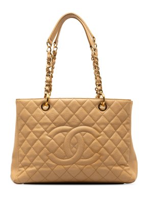 Chanel Beige Caviar Leather Grand Shopping Tote