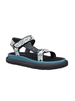 Dior D-Wave Sandal  Denim Blue Multicolor Embroidered Motif Sandal