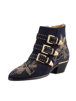 Chloe Navy Studded Suede Susanna Boots