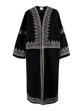 Vilshenko Black Embroidered Wool Coat