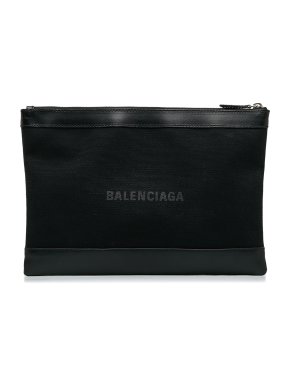 Balenciaga Black Navy Clip M Clutch