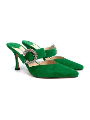 Jimmy Choo Green Suede Marta Mules
