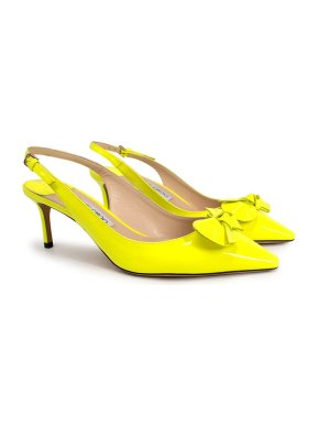 Jimmy Choo Neon Yellow Patent Leather Slingback Heels