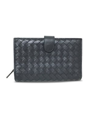 Bottega Veneta Black Intrecciato Leather Compact Wallet