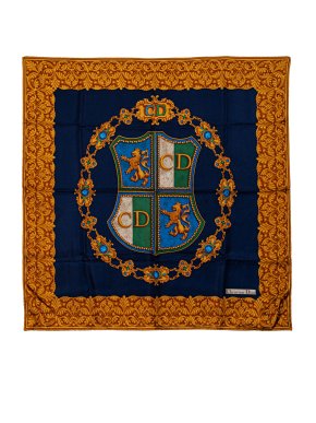 Dior Navy CD Logo Silk Scarf