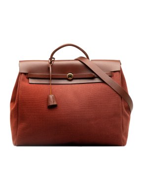 Hermes Burgundy Toile Herbag MM