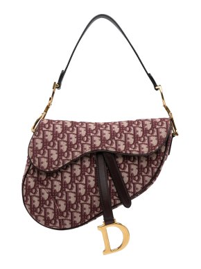 Dior Burgundy Medium Oblique Saddle Bag
