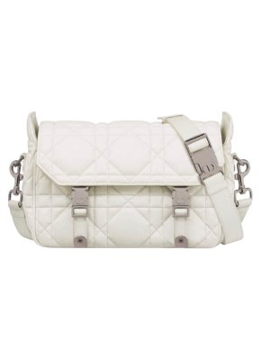 Dior White Small Macrocannage Diorcamp Bag