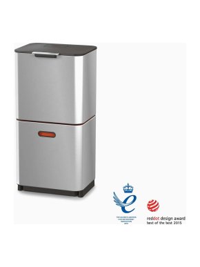 Joseph Totem Max 60L Stainless-steel Waste & Recycling Bin