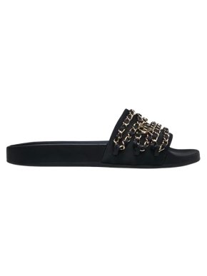 Chanel Black Chain Detail Slides