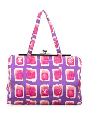 Chanel Printed canvas Kisslock Frame Shoulder Bag