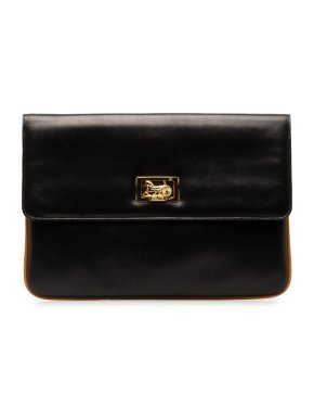 Celine Black Leather Carriage Clutch