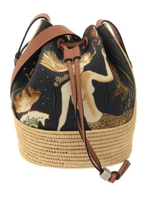Loewe Paula's Ibiza  Coated Canvas and Raffia Small Balloon Bag