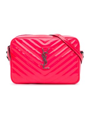 Saint Laurent Neon Pink Patent Leather Lou Camera Bag