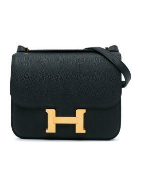 Hermes Black Epsom Leather Mini Constance 18 GHW