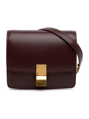 Celine Burgundy Small Classic Box Bag