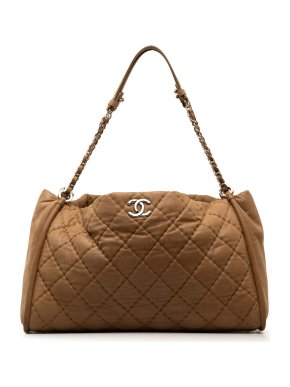 Chanel Beige CC Quilted Lambskin Tote Bag
