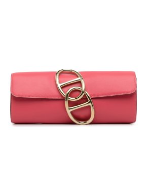 Hermes Egee Clutch in Pink Tadelakt Leather with Gold Hardware