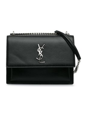 Saint Laurent Black Medium Monogram Sunset Crossbody Bag
