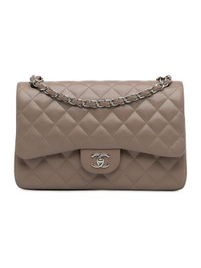 Chanel Taupe Caviar Leather Jumbo Double Flap Bag