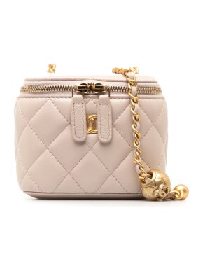 Chanel Pale Pink Lambskin Mini Pearl Crush Vanity