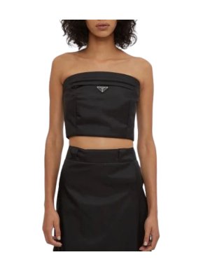 Prada Black Nylon Gabardine Bustier Top