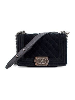 Chanel Black Quilted Velvet Small Boy Bag