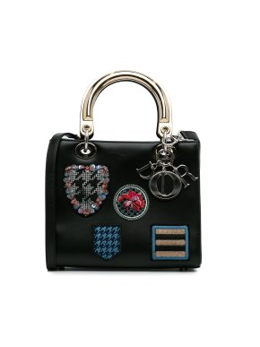 Dior Black Medium Calfskin Patch Embellished Lady Dior