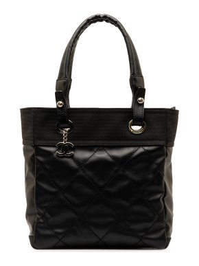 Chanel Black Lambskin Paris Biarritz PM Tote