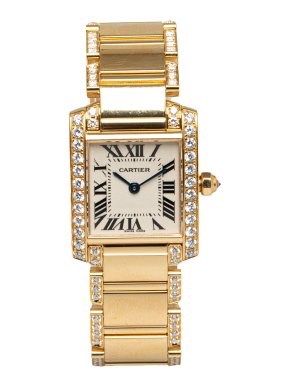 Cartier 18K Yellow Gold Diamond Tank Francaise Watch
