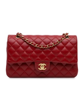 Chanel Red Lambskin Medium Classic Double Flap Bag